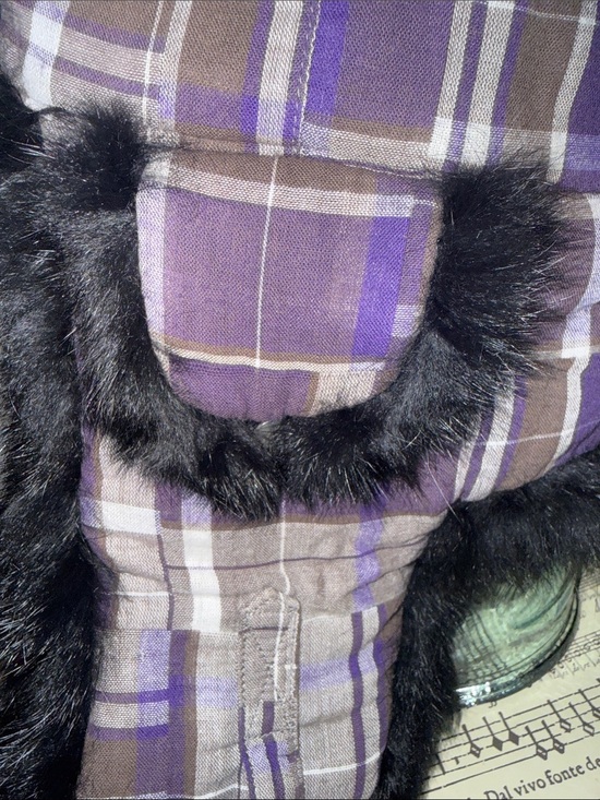 Mad Bomber Purple Plaid Rabbit Fur Trapper Hat Size Large